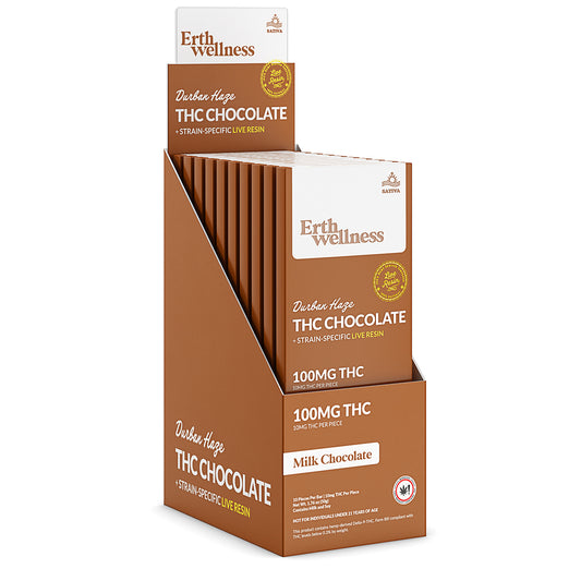 Δ9 THC Chocolate Bar – Durban Haze (Sativa) | Live Resin | Milk Chocolate (100mg)