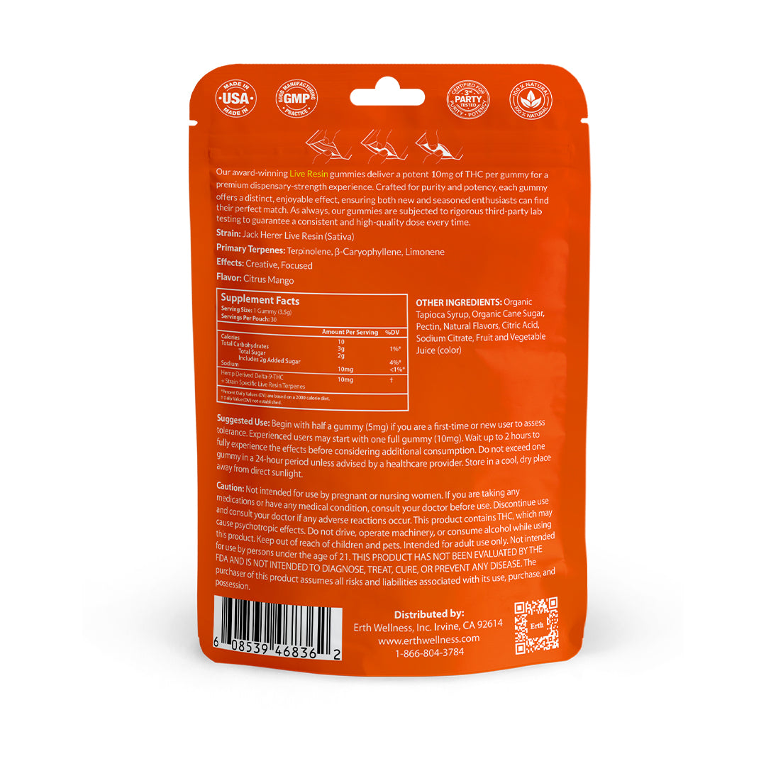 Jack Herer THC gummies package back