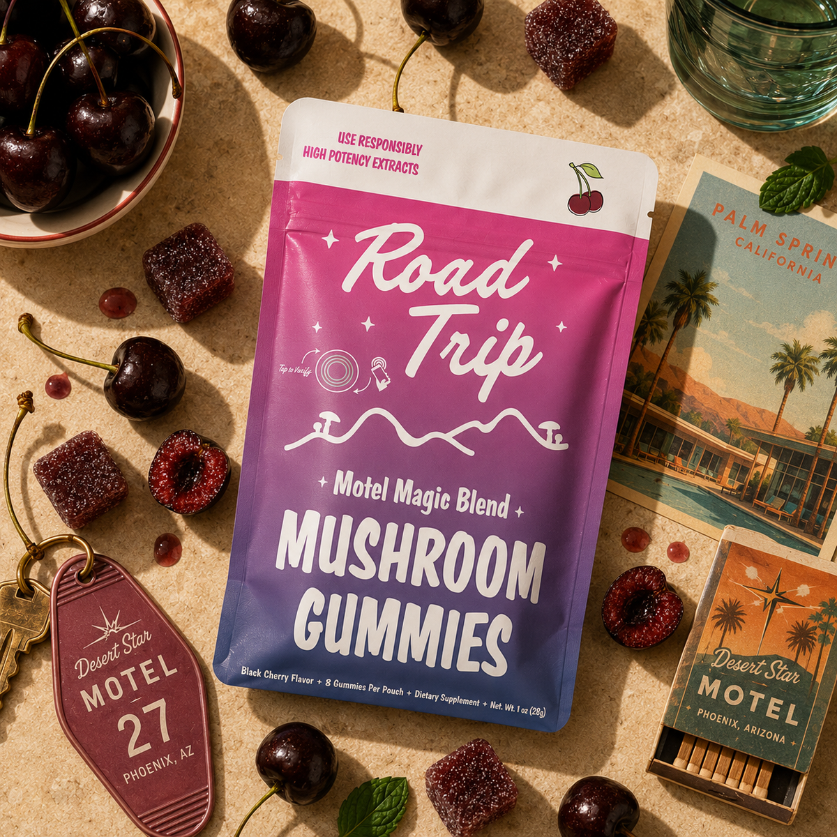 Motel Magic Black Cherry mushroom gummies