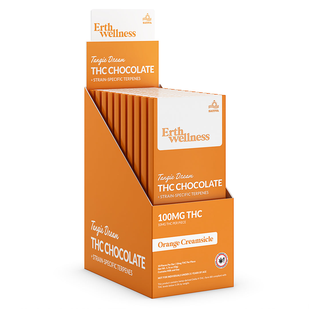 Δ9 THC Chocolate Bar – Tangie Dream (Sativa) | Strain Specific | Orange Creamsicle (100mg)