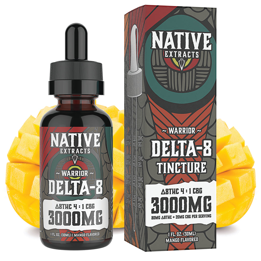 Native Extracts - "Warrior" - Delta-8 4 : 1 CBG Tincture - 3000mg (High Potency)