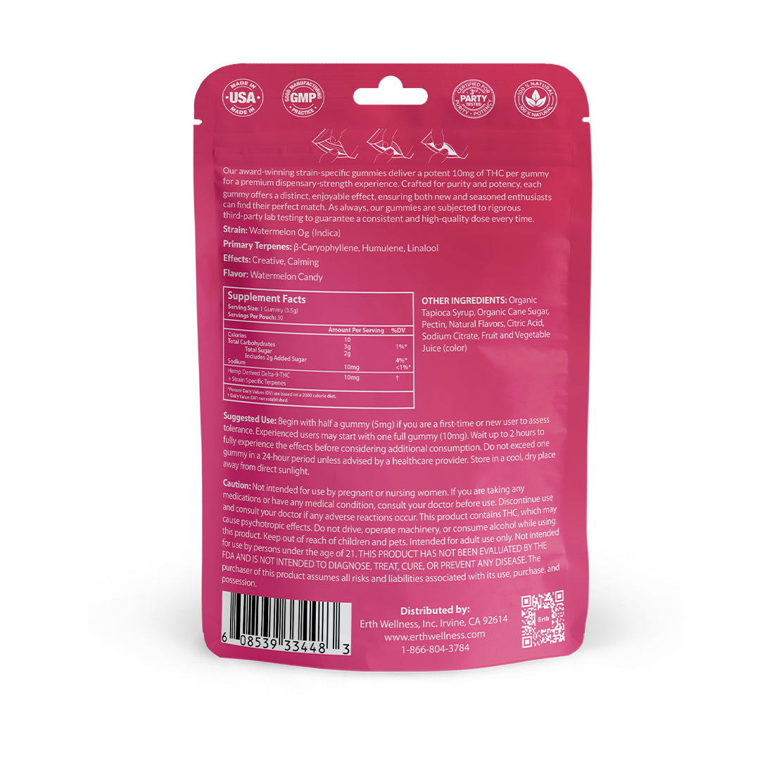 Watermelon Zkittles THC gummies package back