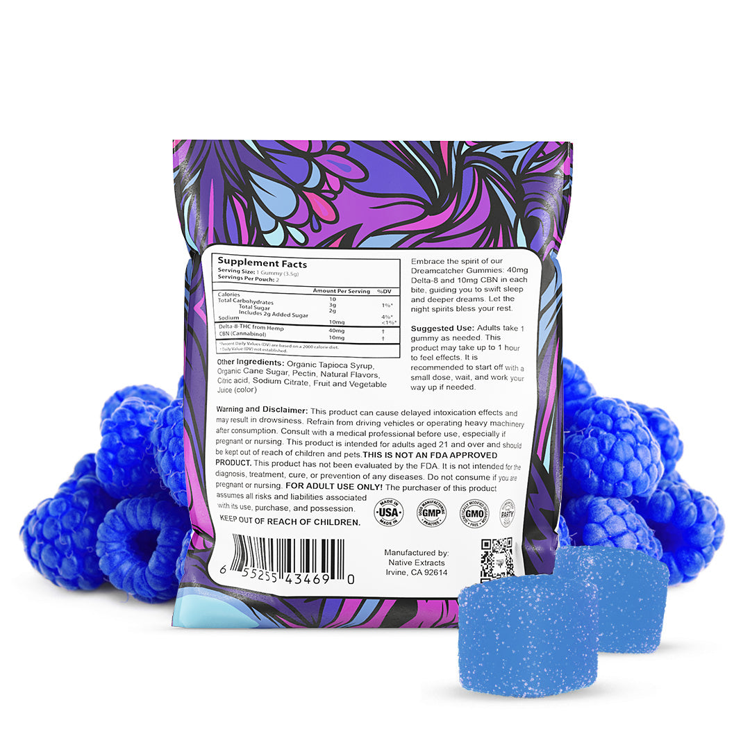 "Dreamcatcher" - 80mg Delta-8 THC + 20mg CBN Gummies - Blue Raspberry - (Sample Size)