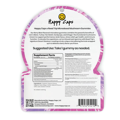 Happy Caps® x Road Trip - MICRODOSED Gummies + Functional Mushrooms - Berry Blast