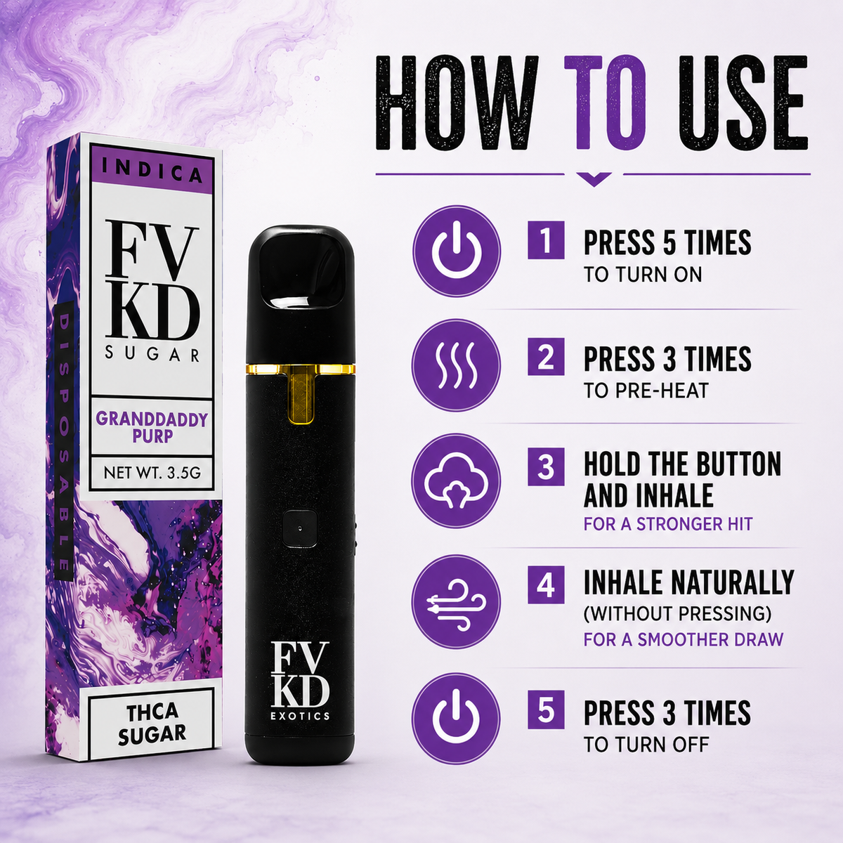 FVKD THC-A Sugar Disposable – 3.5g