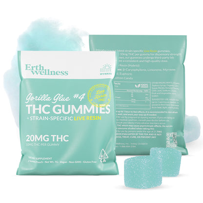 Δ9 THC Gummies – Gorilla Glue #4 (Hybrid) | Live Resin | Cotton Candy (20mg Sample Pack)