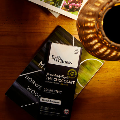 Δ9 THC Chocolate Bar – Granddaddy Purple (Indica) | Live Resin | Dark Chocolate (100mg)