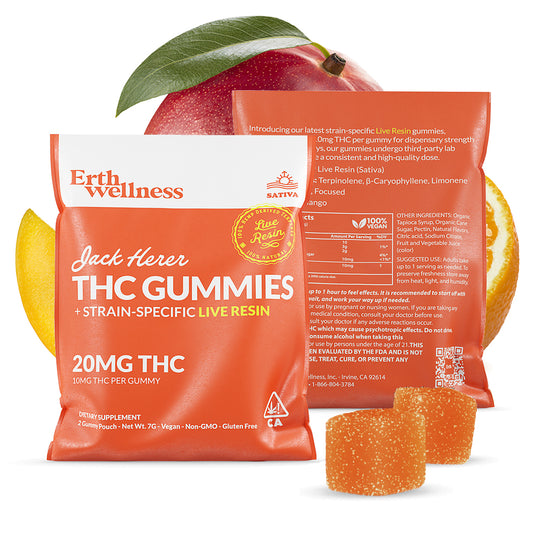 Δ9 THC Gummies – Jack Herer (Sativa) | Live Resin | Citrus Mango (20mg Sample Pack)