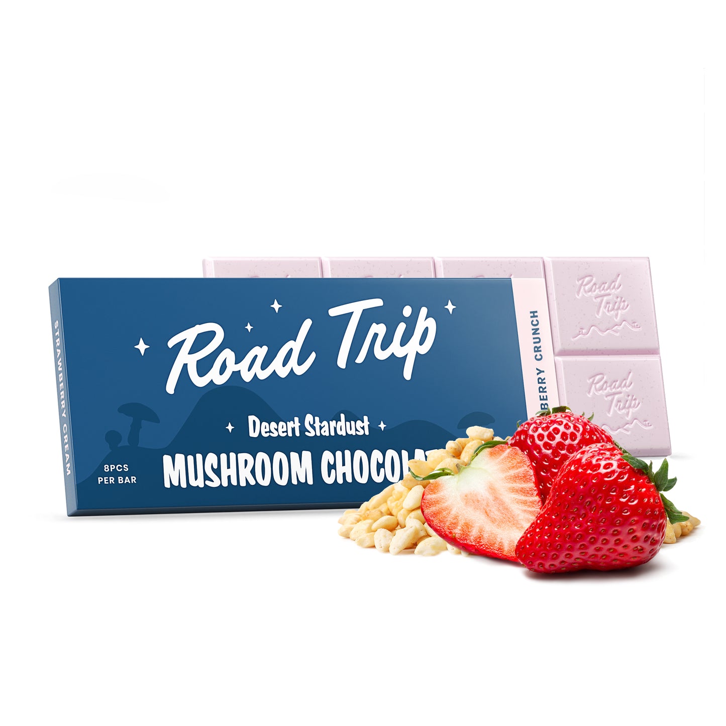 Desert Stardust Magic Mushroom Chocolate Bar - Strawberry Crunch