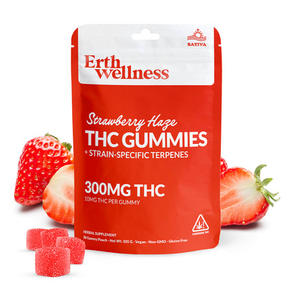 Δ9 THC Gummies – Strawberry Haze (Sativa) | Strain Specific | Strawberry (300mg)