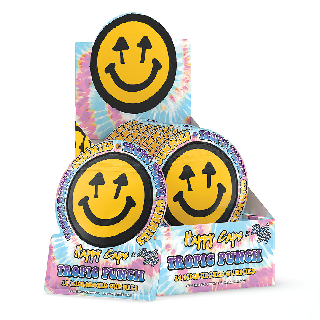 Happy Caps® x Road Trip - MICRODOSED Gummies + Functional Mushrooms - Tropic Punch