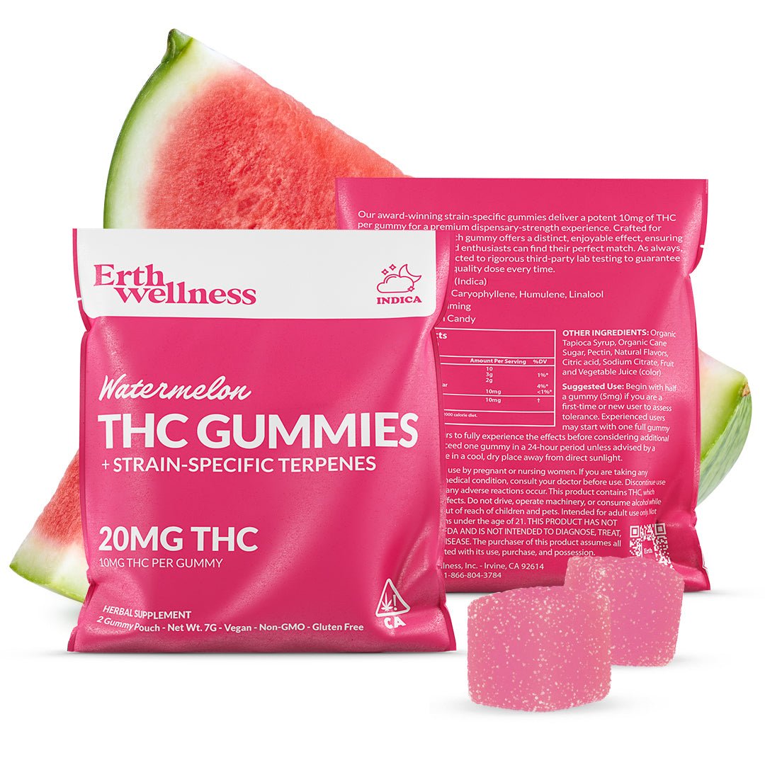 Δ9 THC Gummies – Watermelon (Indica) | Strain Specific | Watermelon Candy (20mg Sample Pack)