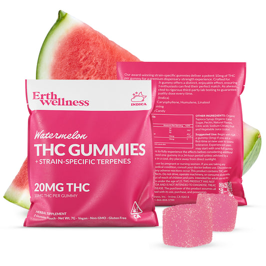 Δ9 THC Gummies – Watermelon (Indica) | Strain Specific | Watermelon Candy (20mg Sample Pack)