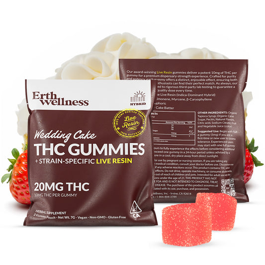 Δ9 THC Gummies – Wedding Cake (Hybrid) | Live Resin | Strawberry Cake Batter (20mg Sample Pack)