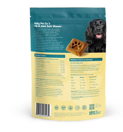 Hip & Joint Soft Chews+ for Dogs - 600mg CBD : 300mg CBG